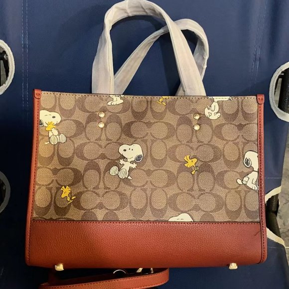 COACH PEANUTS DEMPSEY Carryall Signature Canvas Snoopy Woodstock CE862 - Picture 5 of 6